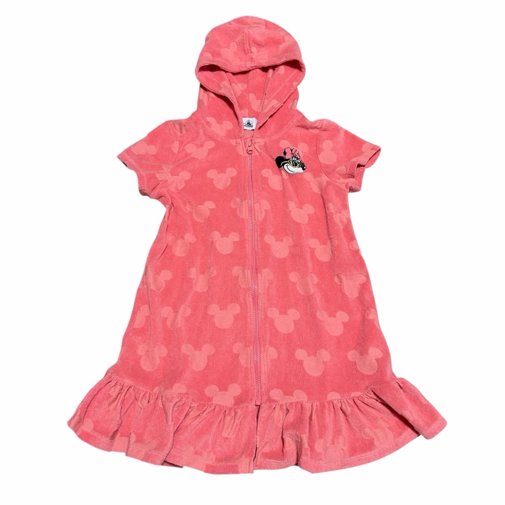 Disney Girls Minnie Mouse Hooded Terry Cloth Swimsuit Coverup Dress | Size 11/12